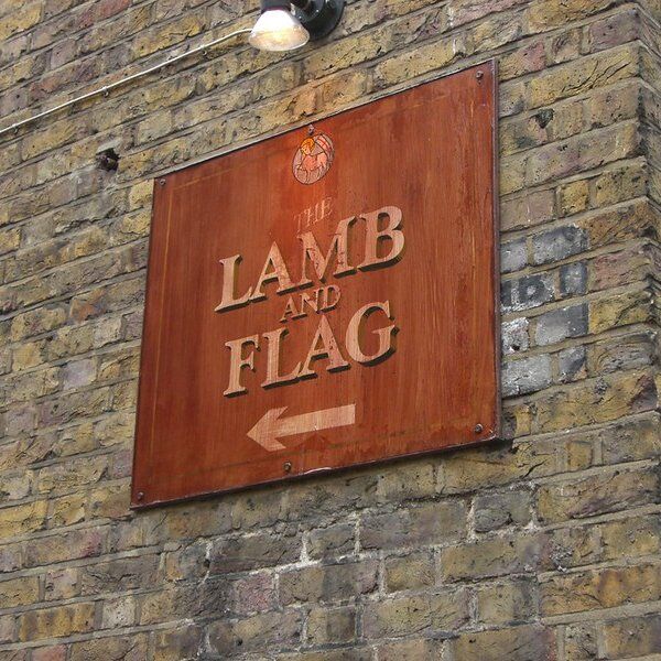 Lamb and Flag Wooden Sign